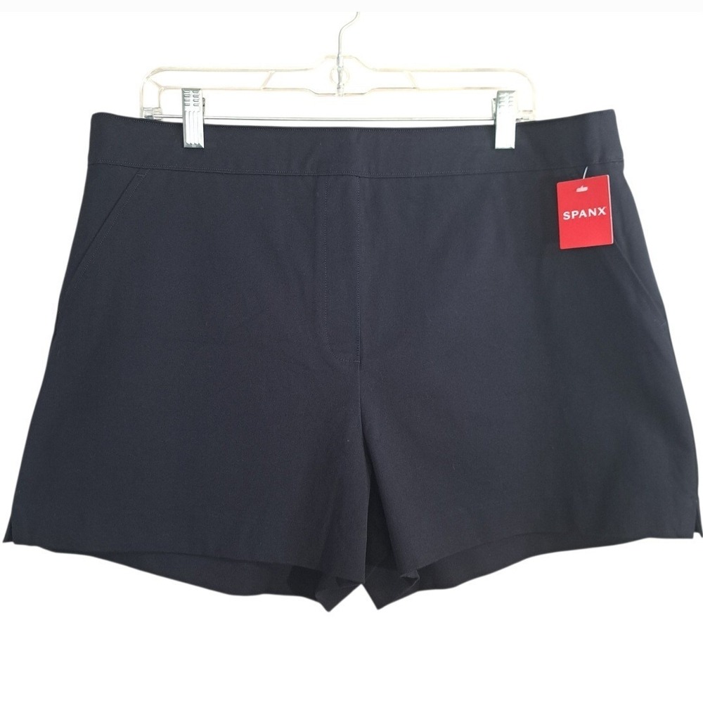 SPANX Women's Classic‎ Navy Blue Polished 4" Shorts XL Pull On Pockets Stretch